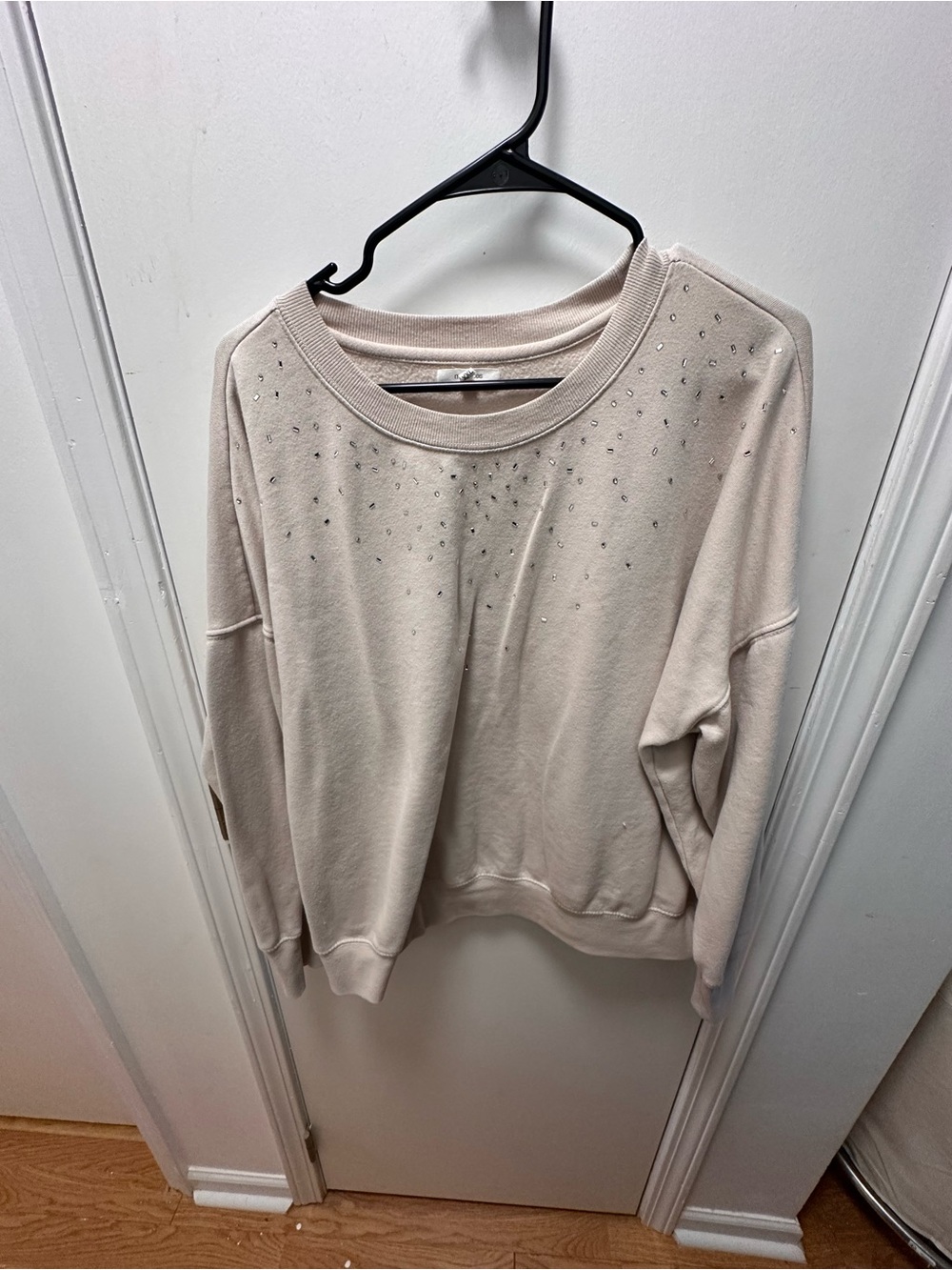 Maurices Cream Rhinestone Crewneck Sweatshirt